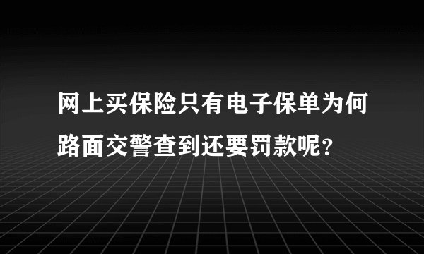 网上买保险只有电子保单为何路面交警查到还要罚款呢？