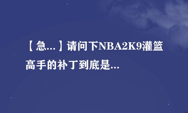 【急...】请问下NBA2K9灌篮高手的补丁到底是如何使用啊？