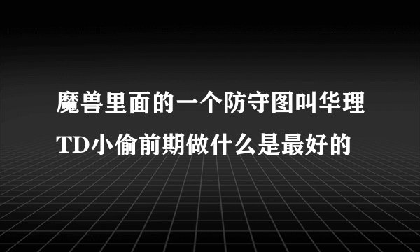 魔兽里面的一个防守图叫华理TD小偷前期做什么是最好的