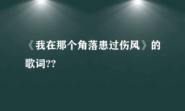 《我在那个角落患过伤风》的歌词??