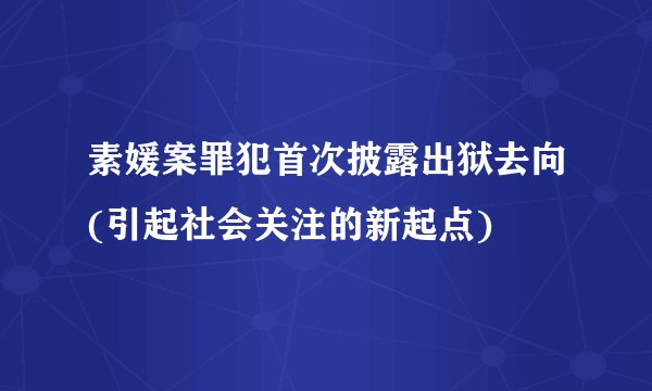 素媛案罪犯首次披露出狱去向(引起社会关注的新起点)