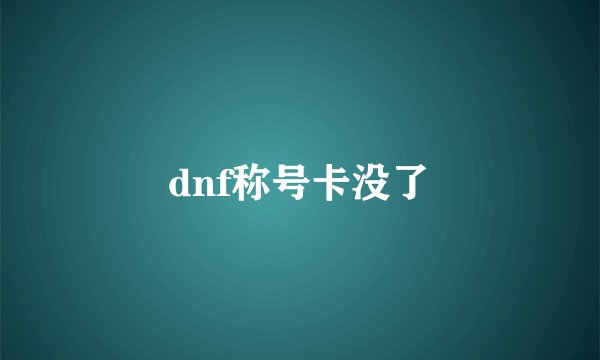 dnf称号卡没了