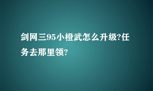 剑网三95小橙武怎么升级?任务去那里领?