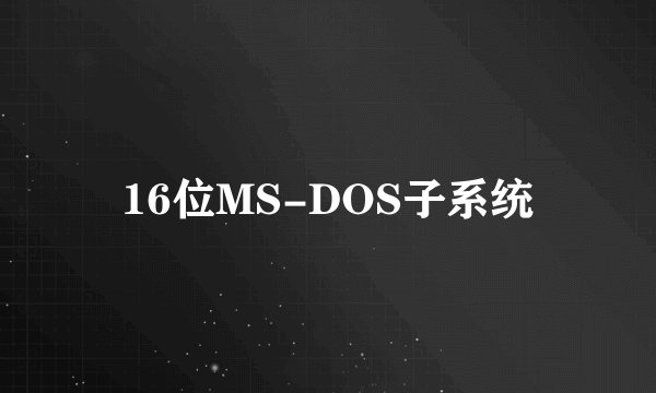 16位MS-DOS子系统