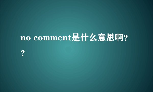 no comment是什么意思啊？？