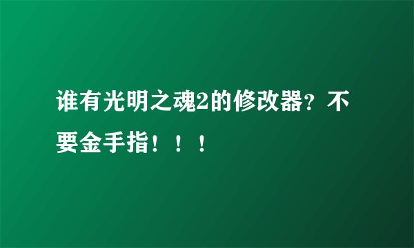 谁有光明之魂2的修改器？不要金手指！！！
