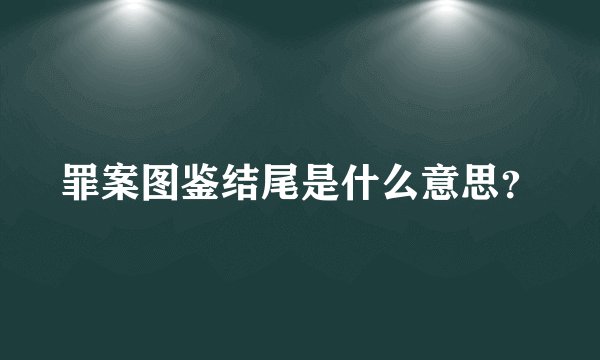 罪案图鉴结尾是什么意思？