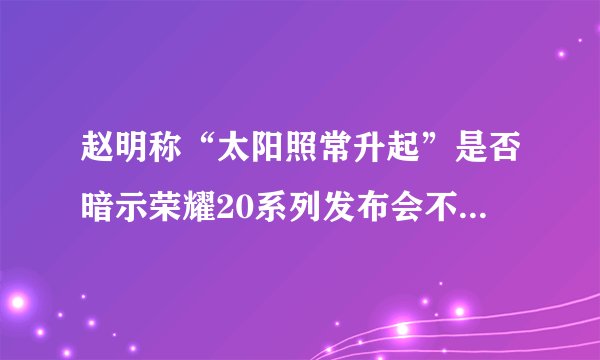 赵明称“太阳照常升起”是否暗示荣耀20系列发布会不受影响？