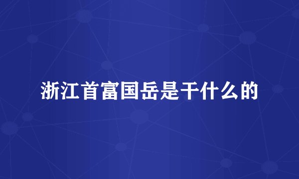浙江首富国岳是干什么的