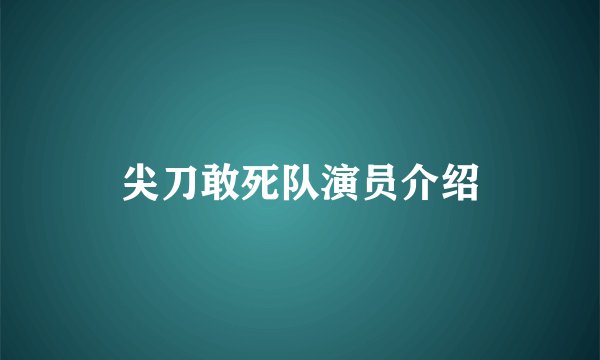 尖刀敢死队演员介绍