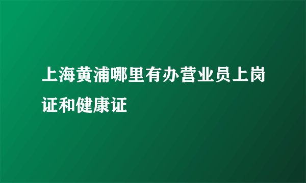 上海黄浦哪里有办营业员上岗证和健康证