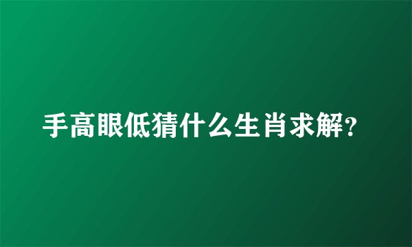 手高眼低猜什么生肖求解？