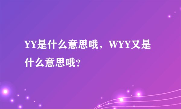 YY是什么意思哦，WYY又是什么意思哦？