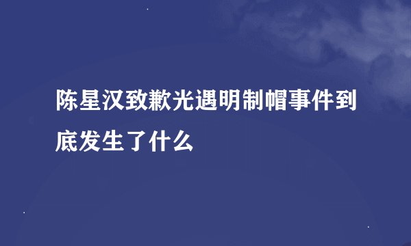 陈星汉致歉光遇明制帽事件到底发生了什么