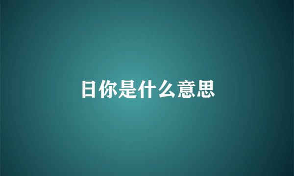 日你是什么意思