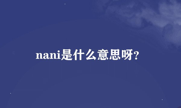 nani是什么意思呀？