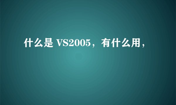 什么是 VS2005，有什么用，