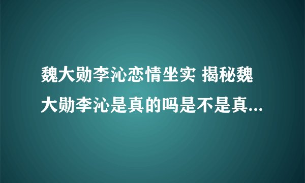 魏大勋李沁恋情坐实 揭秘魏大勋李沁是真的吗是不是真的在一起