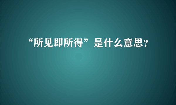 “所见即所得”是什么意思？