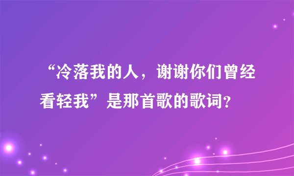 “冷落我的人，谢谢你们曾经看轻我”是那首歌的歌词？