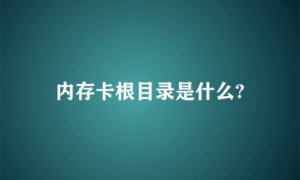 内存卡根目录是什么?