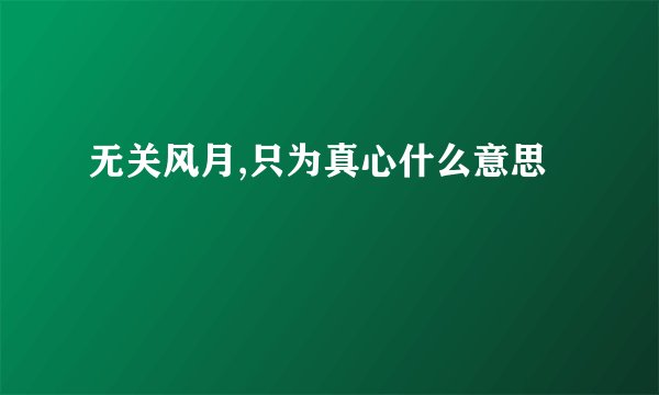 无关风月,只为真心什么意思