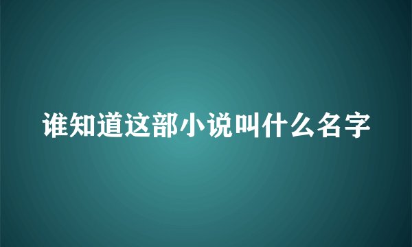 谁知道这部小说叫什么名字