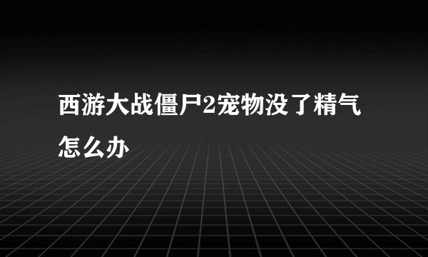 西游大战僵尸2宠物没了精气怎么办