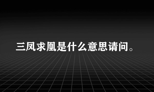 三凤求凰是什么意思请问。
