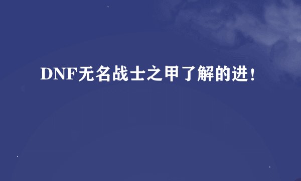DNF无名战士之甲了解的进！