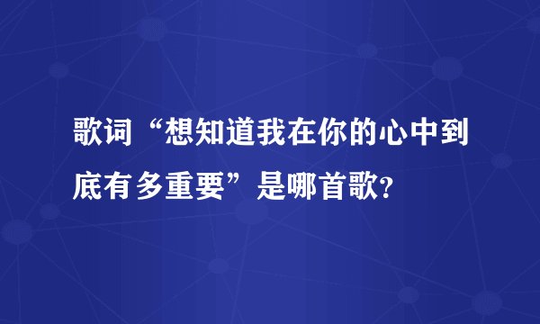 歌词“想知道我在你的心中到底有多重要”是哪首歌？