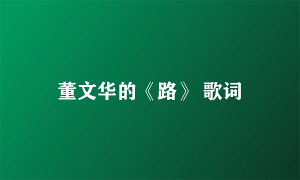 董文华的《路》 歌词