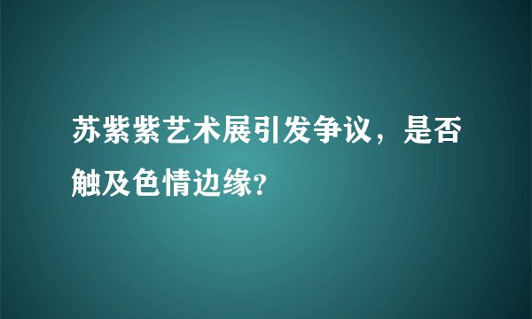 苏紫紫艺术展引发争议,是否触及色情边缘?