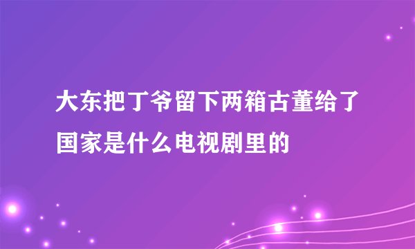 大东把丁爷留下两箱古董给了国家是什么电视剧里的