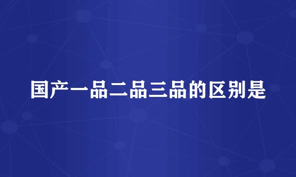 国产一品二品三品的区别是