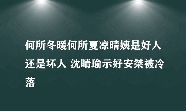 何所冬暖何所夏凉晴姨是好人还是坏人 沈晴瑜示好安桀被冷落