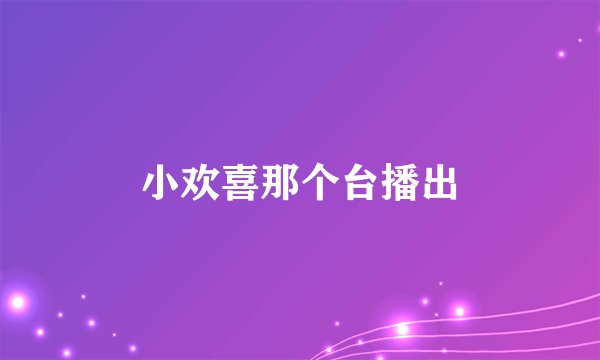 小欢喜那个台播出