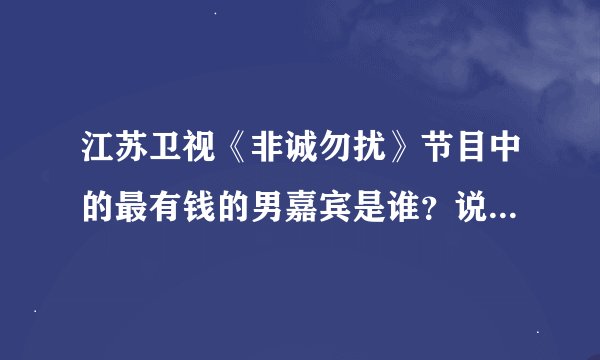 江苏卫视《非诚勿扰》节目中的最有钱的男嘉宾是谁？说点他的简历，最好说的详细一点！
