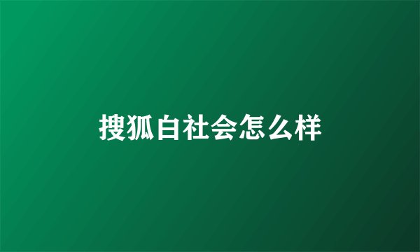 搜狐白社会怎么样