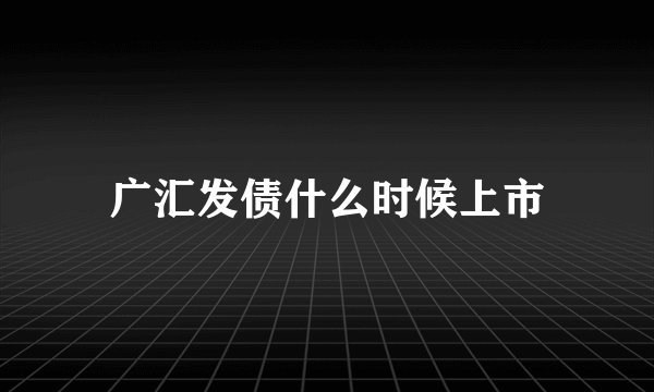广汇发债什么时候上市