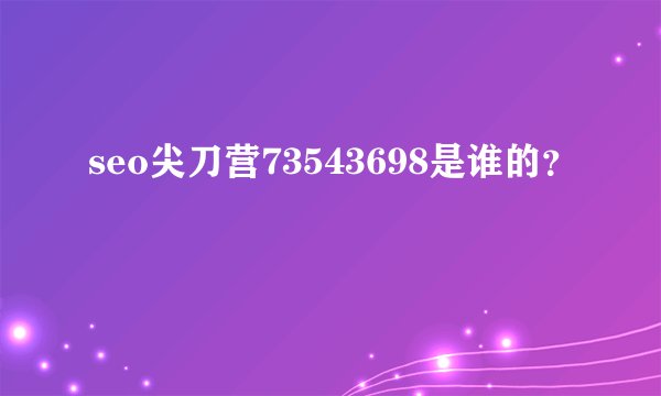 seo尖刀营73543698是谁的？