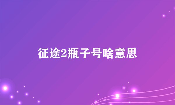 征途2瓶子号啥意思