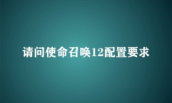 请问使命召唤12配置要求