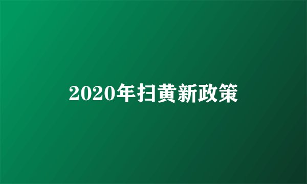 2020年扫黄新政策