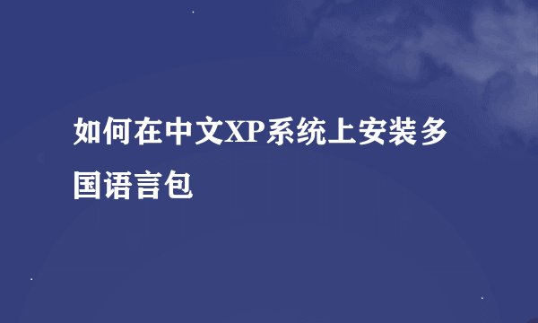 如何在中文XP系统上安装多国语言包