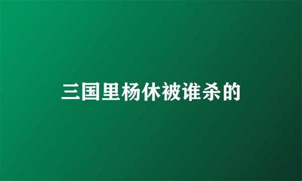 三国里杨休被谁杀的
