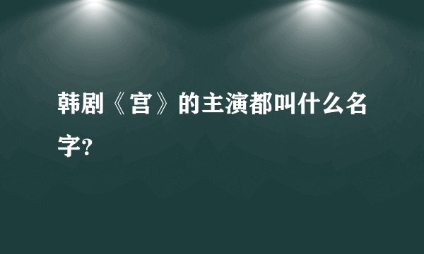韩剧《宫》的主演都叫什么名字？