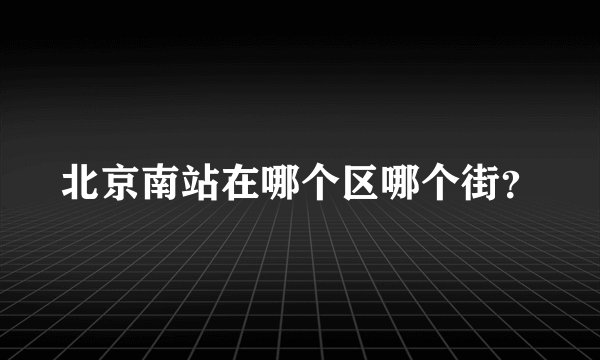 北京南站在哪个区哪个街？