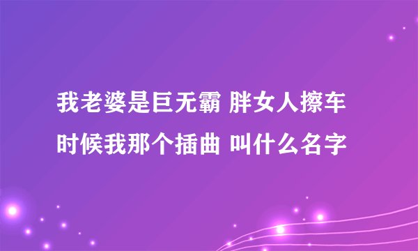 我老婆是巨无霸 胖女人擦车时候我那个插曲 叫什么名字