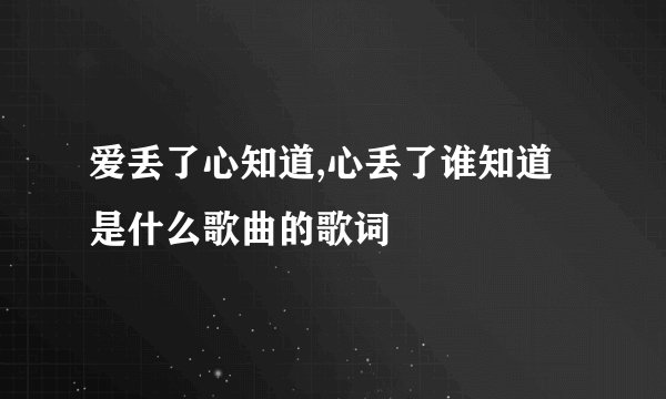 爱丢了心知道,心丢了谁知道是什么歌曲的歌词
